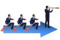 The team of businessmen in teamwork concept with boat Royalty Free Stock Photo