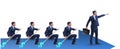 The team of businessmen in teamwork concept with boat Royalty Free Stock Photo