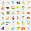 Team career icons set, cartoon style Royalty Free Stock Photo