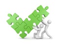 Team and check mark from puzzles Royalty Free Stock Photo
