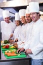 Team of chefs chopping vegetables Royalty Free Stock Photo