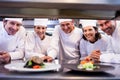 Team of chefs smiling at camera Royalty Free Stock Photo