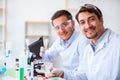 The team of chemists working in the lab Royalty Free Stock Photo