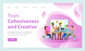 Team cohesiveness and creative website vector. Idea concept for successful business teamwork Royalty Free Stock Photo