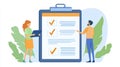 Collaborative team review of checklist on digital devices in modern work environment