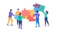Team Collaborating to Solve a Puzzle, Business Solution Concept, vector design Generative AI Royalty Free Stock Photo