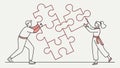 Team Collaborating to Solve Puzzle, Teamwork Problem-Solving, vector design Generative AI Royalty Free Stock Photo