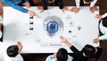 Team Collaboration on AI Agents Strategy with Digital Tools and Data Visualization Representations Around Conference Royalty Free Stock Photo