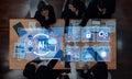 Team Collaboration on Artificial Intelligence Project with Data Visualizations and Graphics Representing Technology Royalty Free Stock Photo