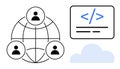 Global Networking and Coding Concept with Icons of Users, Cloud, and Programming Code Royalty Free Stock Photo