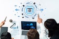 Team Collaboration on Data Analysis using Modern Technology with Laptop and Digital Interface Elements Representing Royalty Free Stock Photo
