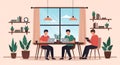 Team Collaboration Illustration of Remote Work and Online Meeting in a Modern Office Setting Royalty Free Stock Photo