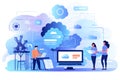 Team collaboration in a technology-driven environment where professionals are working on digital solutions, innovation,project