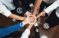 Team Collaboration and Unity Concept with Hands Together Symbolizing Partnership and Connection in a Business Royalty Free Stock Photo