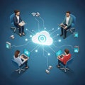 Team collaboration using cloud technology digital network connection people working together seamlessly Royalty Free Stock Photo