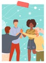Team, colleagues during greeting. People giving five to each other standing with hands together Royalty Free Stock Photo