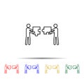 Team collect a puzzle multi color style icon. Simple thin line, outline vector of team work icons for ui and ux, website or mobile
