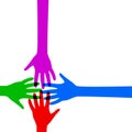 Team, colored hand crowd - vector