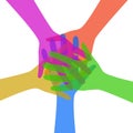 Team, colored hand crowd - vector