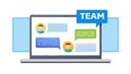 Team Communication and Messaging App on Laptop, vector design Generative AI Royalty Free Stock Photo