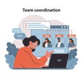 Team Coordination and Task Management. Project leader orchestrates team efforts.