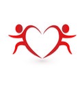 Team couple exercising, heart shape, icon vector Royalty Free Stock Photo