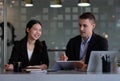 Team of coworkers making great business discussion in modern coworking office. diversity teamwork people concept. Royalty Free Stock Photo