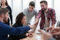 Team of creative young business people near the office Desk Royalty Free Stock Photo