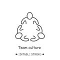 Team culture line icon. Editable illustration