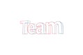 Team - 3D Text illustration - Words with colored lines tilde and orange on white