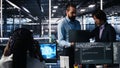 Team of data center engineers using machine learning algorithms Royalty Free Stock Photo