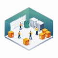 IT Team Managing Data Center Servers Isometric View Royalty Free Stock Photo