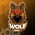 E-sports team logo design with wolf Free Vector