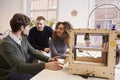 Team Of Designers Working With 3D Printer In Design Studio Royalty Free Stock Photo