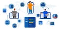 team of developer programmer coding working online globally agile connected software line of code on screen