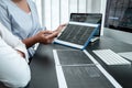 Team of Developer programmer working on coding program software computer in office, Writing website and development database Royalty Free Stock Photo