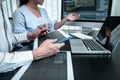 Team of Developer programmer working on coding program software computer in office, Writing website and development database Royalty Free Stock Photo