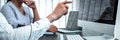 Team of Developer programmer working on coding program software computer in office, Writing website and development database Royalty Free Stock Photo