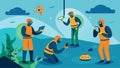 A team of divers using tingedge technology to map out the ocean floor and identify potential sites for underwater