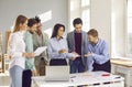 Team of diverse business people having a discussion at a work meeting in the office Royalty Free Stock Photo