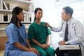 Team of doctors and businesswoman having a meeting in medical office, Royalty Free Stock Photo