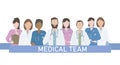 A team of doctors and nurses in uniform, hospital medical staff with stethoscopes in different positions.  The concept of medical Royalty Free Stock Photo