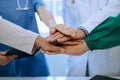 Team Doctors nurses union coordinate hands Teamwork Concept in hospital for success and trust in the team Royalty Free Stock Photo