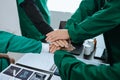 Team Doctors nurses union coordinate hands Teamwork Concept in hospital for success and trust in the team Royalty Free Stock Photo