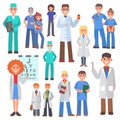 Team of doctors and other hospital workers seamless pattern vector illustration. Medicine professionals and medical Royalty Free Stock Photo