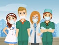 Team of doctors with surgical mask