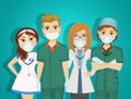 Team of doctors with surgical mask