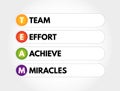 TEAM - Team Effort Achieve Miracles acronym, business concept background