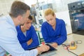 team electrical apprentices with teacher Royalty Free Stock Photo