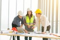 Team of Engineer and businessman meeting, team discussion with construction on site work Royalty Free Stock Photo